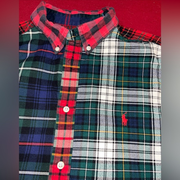 Ralph Lauren RED GREEN Blue PLAID FLANNEL Long Sleeve Shirt XL 18-20 Boys Youth - Picture 10 of 16